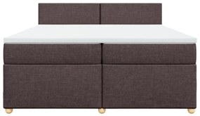 vidaXL Κρεβάτι Boxspring με Στρώμα Σκούρο Καφέ 200x200 εκ. Υφασμάτινο