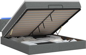 vidaXL Κρεβάτι Ottoman με Στρώμα και LED Σκούρο Γκρι 180 x 200 cm