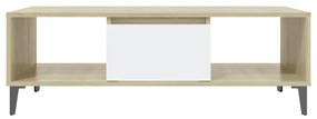 Τραπεζάκι Σαλονιού Λευκό/Sonoma Δρυς 103,5x60x35εκ. Μοριοσανίδα - Λευκό