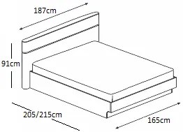 Κρεβάτι ξύλινο με δερμάτινη/ύφασμα CAPRICE 160x200 DIOMMI 45-224
