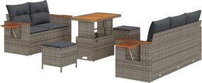 vidaXL Σετ Καναπέ Κήπου 8 pcs Γκρι Πολυέστερ και Κατασκευασμένο Ατσάλι