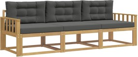 vidaXL Σειρά Καναπέ Εξωτερικού 3 pcs Άσπρο και Ανθρακί Πολυεστέρας