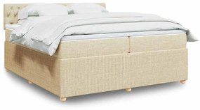 Κρεβάτι Boxspring με Στρώμα Κρεμ 200x200 εκ. Υφασμάτινο