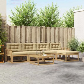 vidaXL Σειρά Καναπέ Εξωτερικού 6 τμχ. Λευκό και Μπεζ Πολυεστέρας