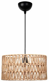 GloboStar® POMEGRANDE 204-0166 Boho Κρεμαστό Φωτιστικό Kαπέλο Μονόφωτο 1 x E27 IP20 Μπεζ Σχοινί - Μ30 x Π30 x Υ16cm