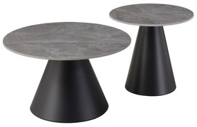 ΤΡΑΠΕΖΙΑ ΣΑΛΟΝΙΟΥ RIDGE HM18266.03 ΚΕΡΑΜΙΚΑ TOP ΜΕ ΟΨΗ ΓΚΡΙ ΜΑΡΜΑΡΟΥ Φ50εκ &amp; Φ70εκ