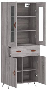 vidaXL Ντουλάπι Γκρι Sonoma 69,5 x 34 x 180 εκ. Επεξεργασμένο Ξύλο