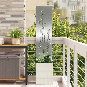 vidaXL Οθόνη Ιδιωτικότητας Κήπου Floral Ασημί 32 x 150 εκ