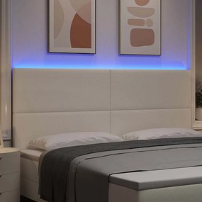 vidaXL LED κεφαλάρι με κεφαλάρι Κρεμ 200 cm Υφασμάτινο Κορντουρά