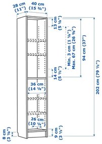 BILLY βιβλιοθήκη, 40x28x202 cm 704.773.34