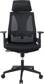 BF8750 Πολυθρόνα Γραφείου Διευθυντή, Mesh Μαύρο, Ύφασμα Μαύρο   1τμχ