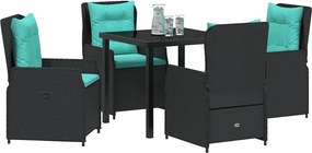 vidaXL Σέτ φαγητού για κήπο 5 pcs Μαύρο Πολυ ράταν