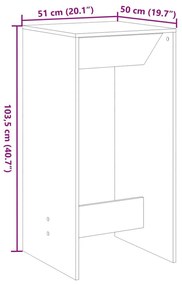 Τραπέζι Μπαρ Γκρι Σκυροδέματος 51x50x103,5 εκ. Επεξ. Ξύλο - Γκρι