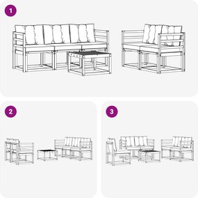 vidaXL Σειρά Καναπέ Εξωτερικού με μαξιλάρι 6 pcs Λευκό και Μπεζ