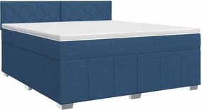 vidaXL Κρεβάτι box spring με στρώμα Μπλε 160 x 200 cm Ύφασμα