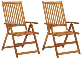 vidaXL Καρέκλες Κήπου Ανακλινόμενες 2 τεμ. Ξύλο Ακακίας με Μαξιλάρια