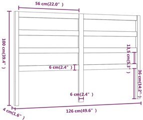 vidaXL Κεφαλάρι Κρεβατιού 126 x 4 x 100 εκ. από Μασίφ Ξύλο Πεύκου