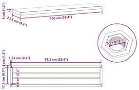 ΡΑΦΙΑ ΤΟΙΧΟΥ 2 ΤΕΜ. ΜΑΥΡΟ 100X23,5X3 ΕΚ. ΑΝΟΞΕΙΔΩΤΟ ΑΤΣΑΛΙ 30289