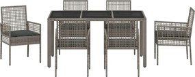 vidaXL Σέτ φαγητού για κήπο 7 pcs Γκρι συνθετικό ρατάν