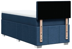 vidaXL Κρεβάτι Boxspring με Στρώμα Μπλε 90x190 εκ.Υφασμάτινο