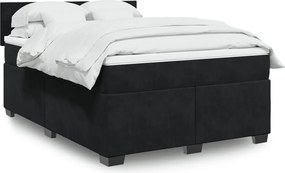vidaXL Κρεβάτι Boxspring με Στρώμα Μαύρο 140x200 εκ. Βελούδινο