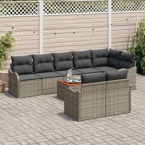 vidaXL Σετ Καναπέ Κήπου 9 pcs Γκρι Πολυ ράταν