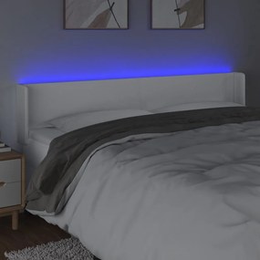 Κεφαλάρι Κρεβατιού LED Λευκό 163x16x78/88 εκ. Συνθετ. Δέρμα - Λευκό