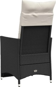 vidaXL Πολυθρόνες Κήπου Ανακλ/νες 2 τεμ. Μαύρες Συνθ. Ρατάν+Μαξιλάρια