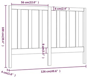 Κεφαλάρι Κρεβατιού Μαύρο 126 x 4 x 100 εκ. Μασίφ Ξύλο Πεύκου - Μαύρο