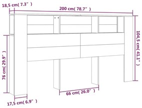 Κεφαλάρι Με Αποθηκευτικό Χώρο Λευκό 200x18,5x104,5 εκ. - Λευκό