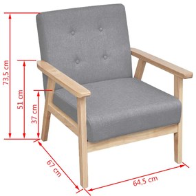 vidaXL Πολυθρόνα Ανοιχτό Γκρι Υφασμάτινη