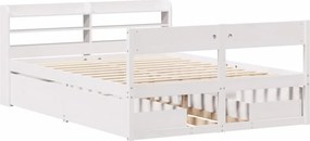 vidaXL Σκελετός Κρεβ. Χωρίς Στρώμα Λευκό 140x200 εκ Μασίφ Πεύκο