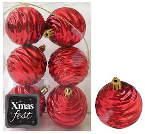 Σετ Μπάλες 6τμχ Σμιλεμένες Κόκκινες Δ6εκ. Xmas fest 93-3559