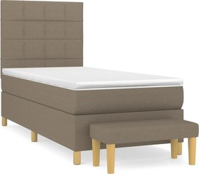 vidaXL Κρεβάτι Boxspring με Στρώμα Taupe 90x200 εκ. Υφασμάτινο