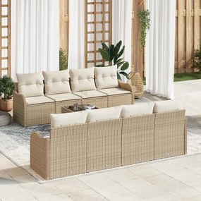 vidaXL Σετ Καναπέ Κήπου 9 pcs Μπεζ 55 x 55 x 37 εκ Πολυ ράταν