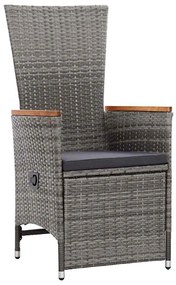 vidaXL Σέτ φαγητού για κήπο με μαξιλάρι 7 pcs Γκρι Πολυ ράταν