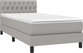 vidaXL Κρεβάτι Boxspring με Στρώμα &amp; LED Αν.Γκρι 100x200 εκ Υφασμάτινο