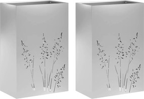vidaXL Γλάστρα Κήπου 2 τμχ. Ασημί 50 x 30 x 75 εκ