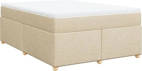 vidaXL Κρεβάτι Boxspring με Στρώμα Κρεμ 140x200 εκ. Υφασμάτινο