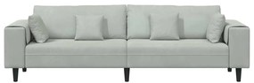 vidaXL Καναπές με μαξιλάρι Ανοιχτό γκρι 250 x 77 x 76 εκ. Βελούδο
