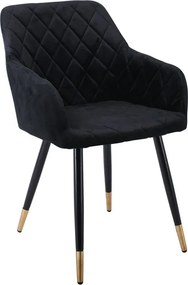 RENA Πολυθρόνα Μέταλλο Βαφή Μαύρο, Ύφασμα Velure, Απόχρωση Μαύρο   2τμχ