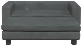 Κρεβάτι Σκύλου με Προέκταση Σκούρο Γκρι 100x50x30 εκ. Βελούδο