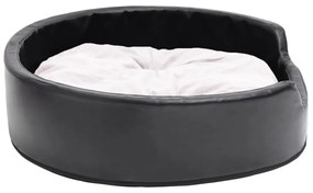 vidaXL Κρεβάτι Σκύλου Μαύρο/Μπεζ 79 x 70 x 19 εκ. Βελουτέ/Συνθ. Δέρμα