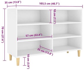 vidaXL Ραφιέρα Λευκή 103,5x35x70 εκ. από Επεξεργασμένο Ξύλο