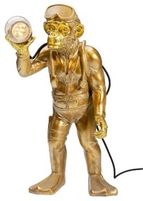 Επιτραπέζιο Φωτιστικό Μαϊμού Δύτης Χρυσό-Μπρονζέ 31 εκ. - Ξύλο/Ρατταν/Nature
