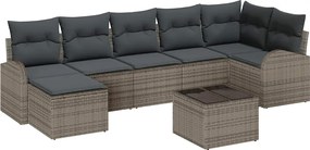 vidaXL Σετ Καναπέ Κήπου με μαξιλάρι 8 pcs Γκρι Πολυ ράταν