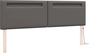 vidaXL LED κεφαλάρι Γκρι 180 cm Τεχνητό Δέρμα