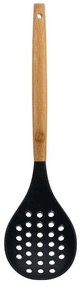 Κουτάλα Τρυπητή 01-14643 33x8,5x5,7cm Black-Natural Estia Bamboo,Σιλικόνη