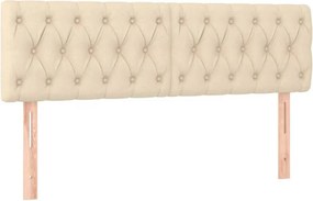 vidaXL Κρεβάτι Boxspring με Στρώμα &amp; LED Κρεμ 140x190 εκ. Υφασμάτινο