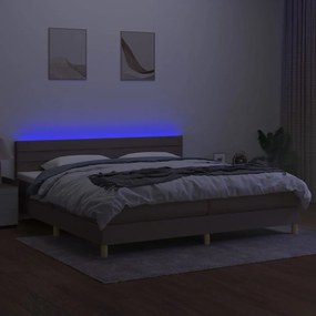 ΚΡΕΒΑΤΙ BOXSPRING ΜΕ ΣΤΡΩΜΑ &amp; LED TAUPE 200X200 ΕΚ. ΥΦΑΣΜΑΤΙΝΟ 3133825